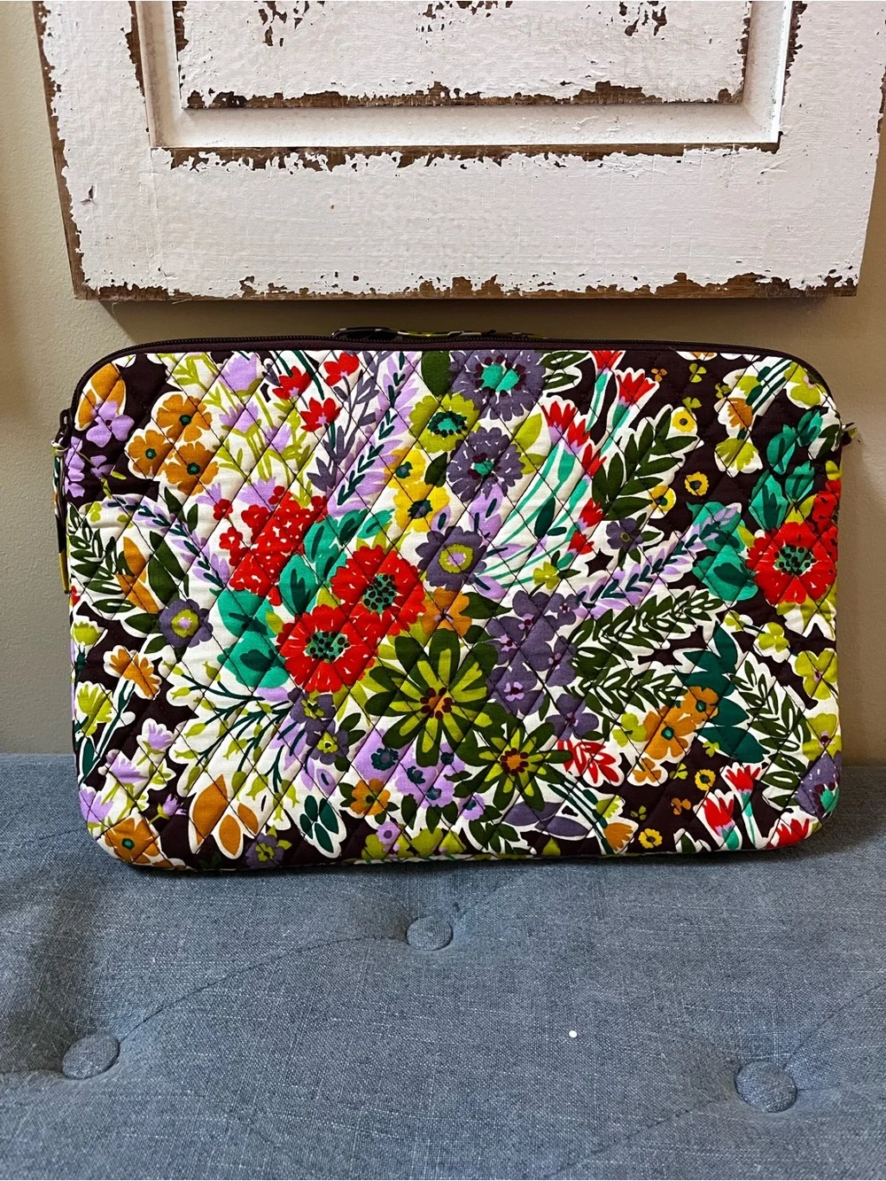 Vera Bradley Evening Garden Pattern Floral Laptop Organizer Crossbody